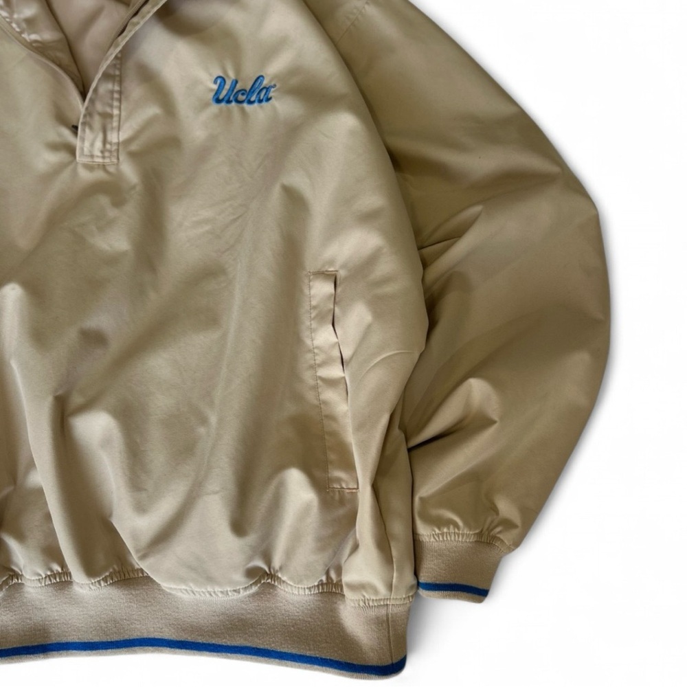 Vtg UCLA Bruins Tan Light Blue Spell-out Quarter-zip Jacket Size XL Campus Drive - Picture 6 of 10
